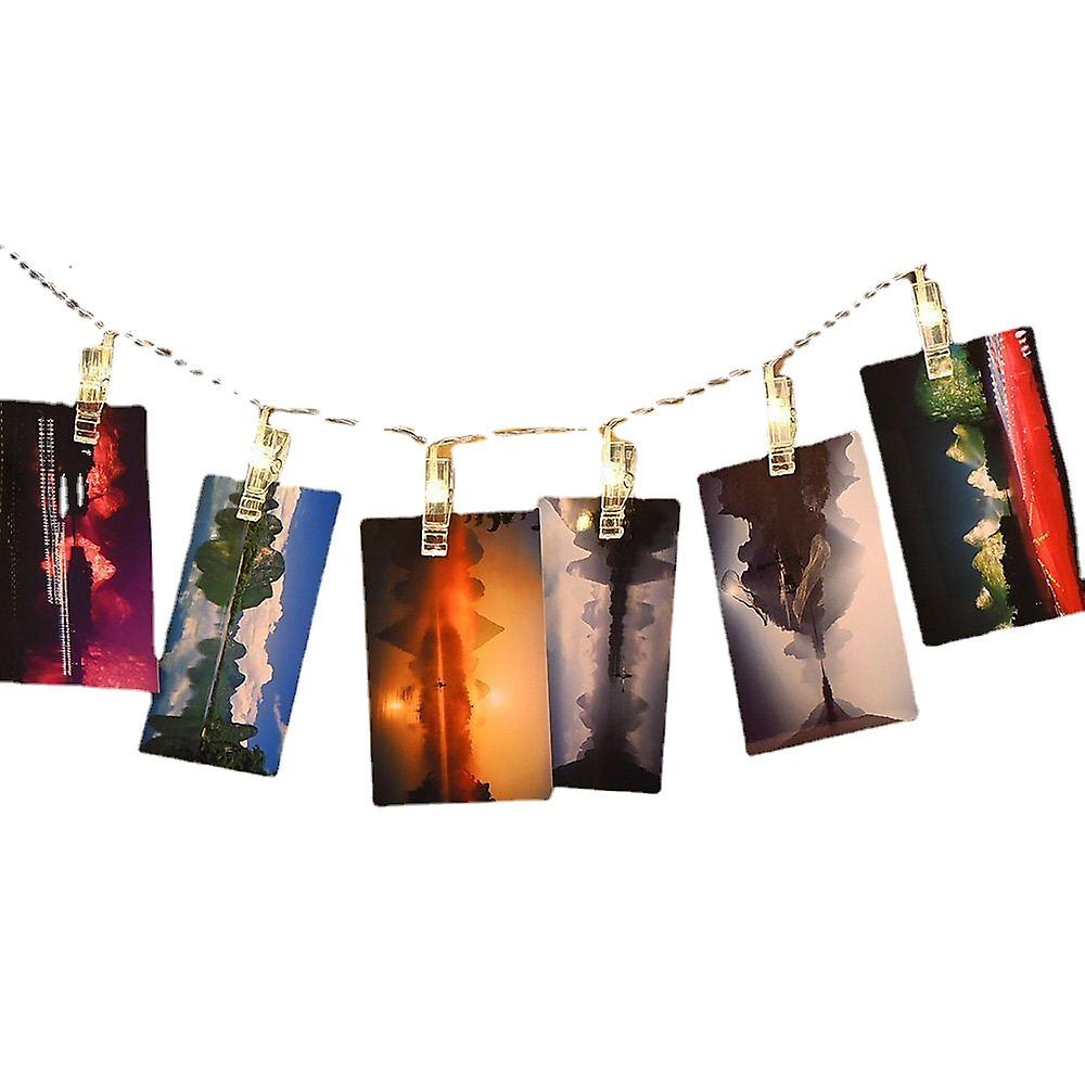 1,5M 10 Led Photo Clip String Lights - Varmvit, Batteridriven, För Jul, Fest, Bröllopsdekor