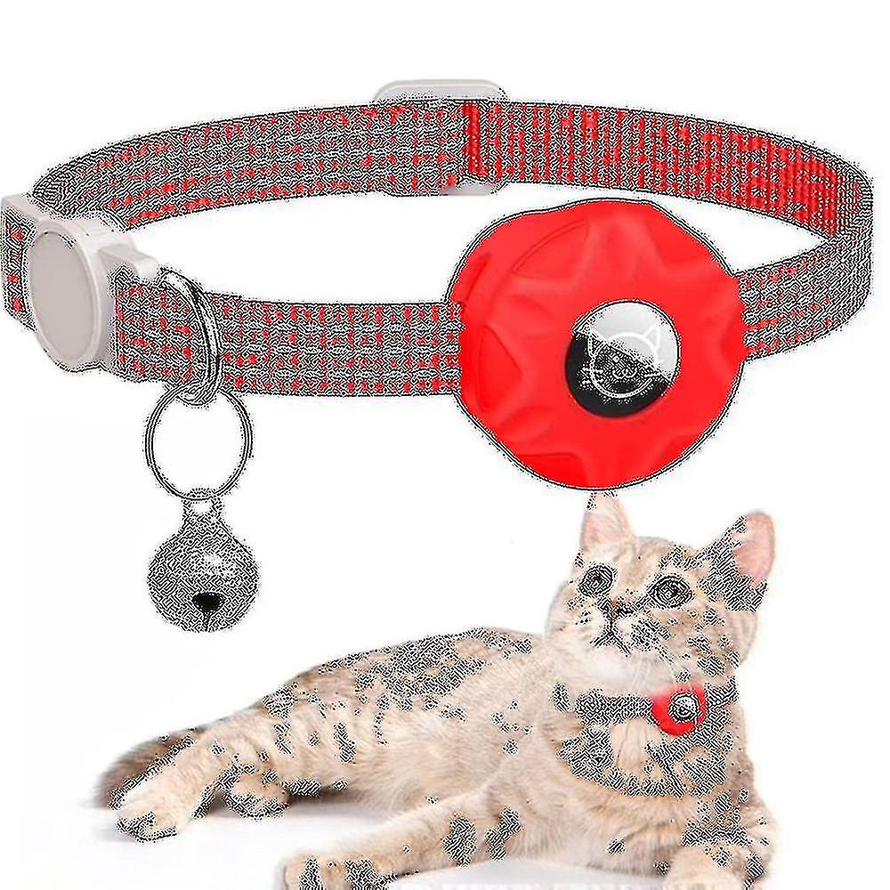 Katzenhalsband Mit AirTag-Halterung - Sicherheits-Halsband Reflektierend Mit Glocke