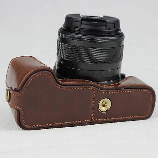 PU Leather Camera Half Case Bottom Mount Cover Shell for Canon EOS M50