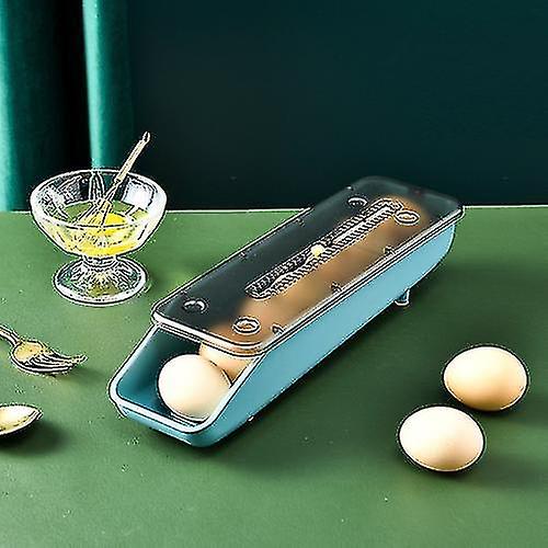 2pcs Automatic Filling Egg Storage Box Refrigerator Fresh Box (deep Sea Blue)