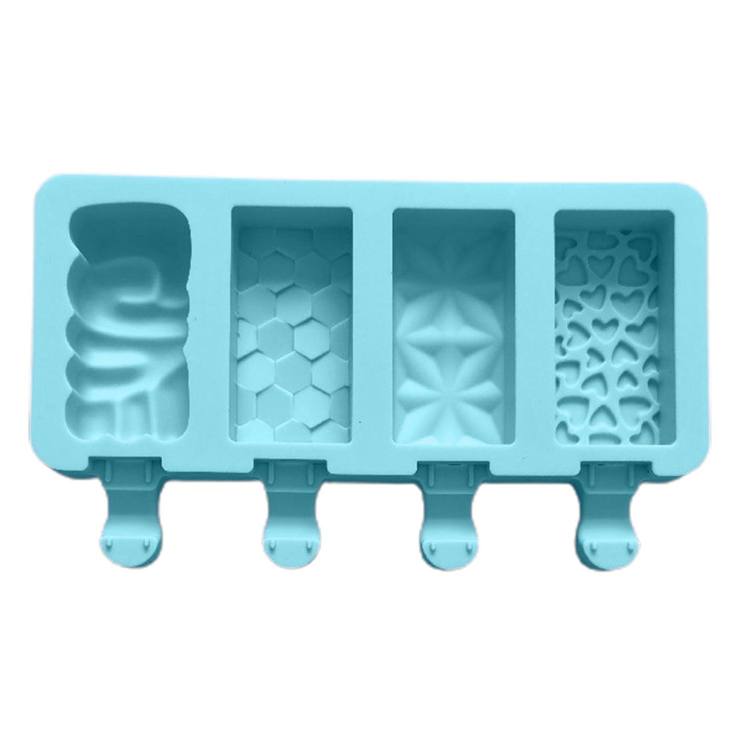4-Cavity Silicone Ice Popsicle Mold Delicate Pattern Non-Stick Surface Perfect for Homemade Ice Crea