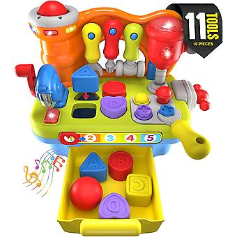 New Kids Toys Musical Learning Workbench Toy Construction Work Bench Pretend Play Toy Sound Lights Boys Girls Gift