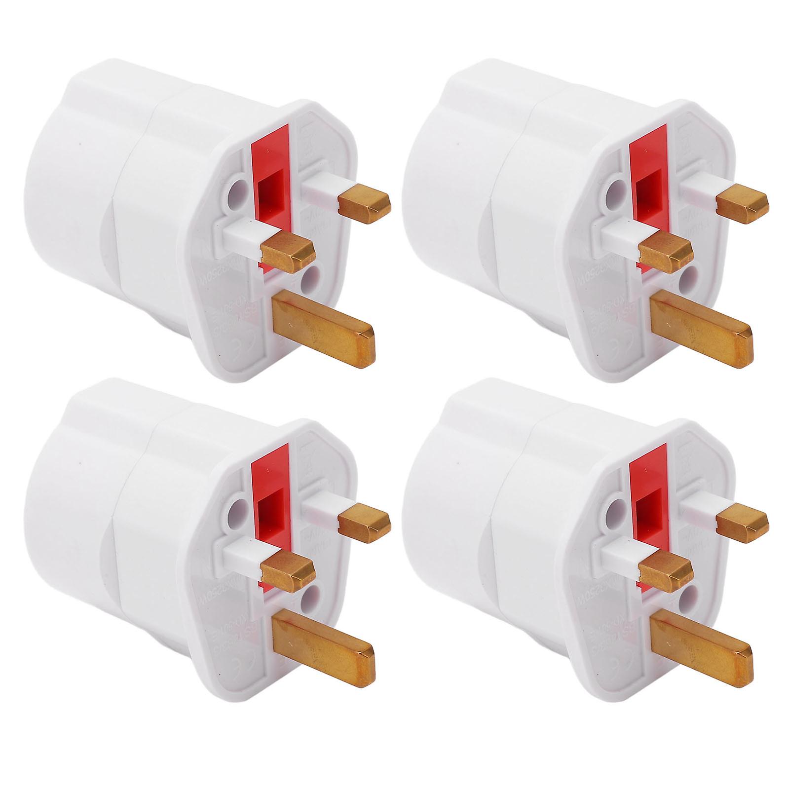 4PCS  to  Conversion Plug Grounding 2 Pin to 3 Pin Adapter Converter with Fuse  13A