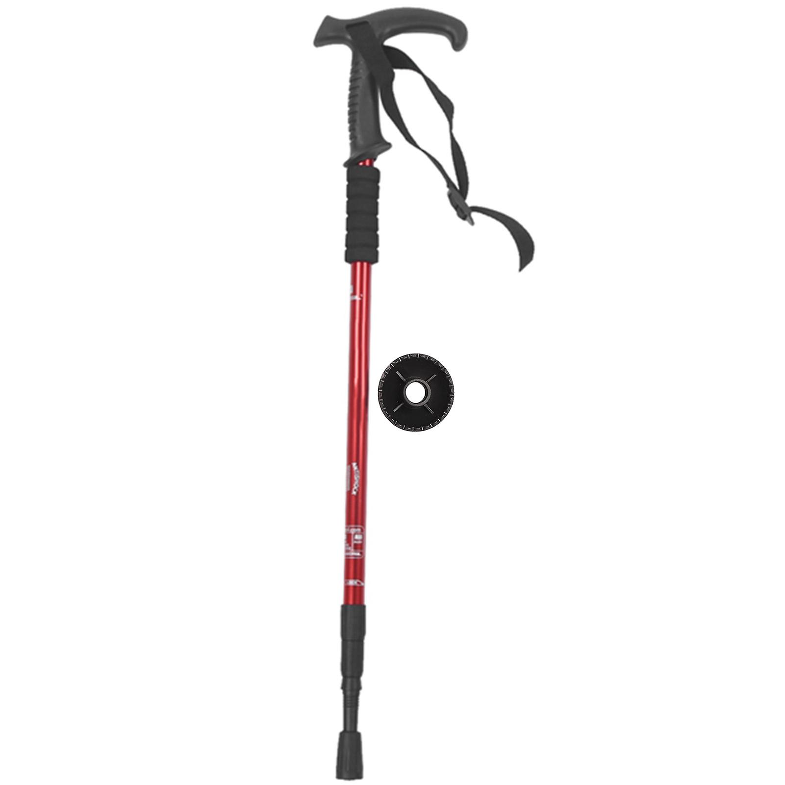 Three Sections Aluminium Alloy Alpenstock Flared Handle Damping Spring Telescopic Trekking Polered