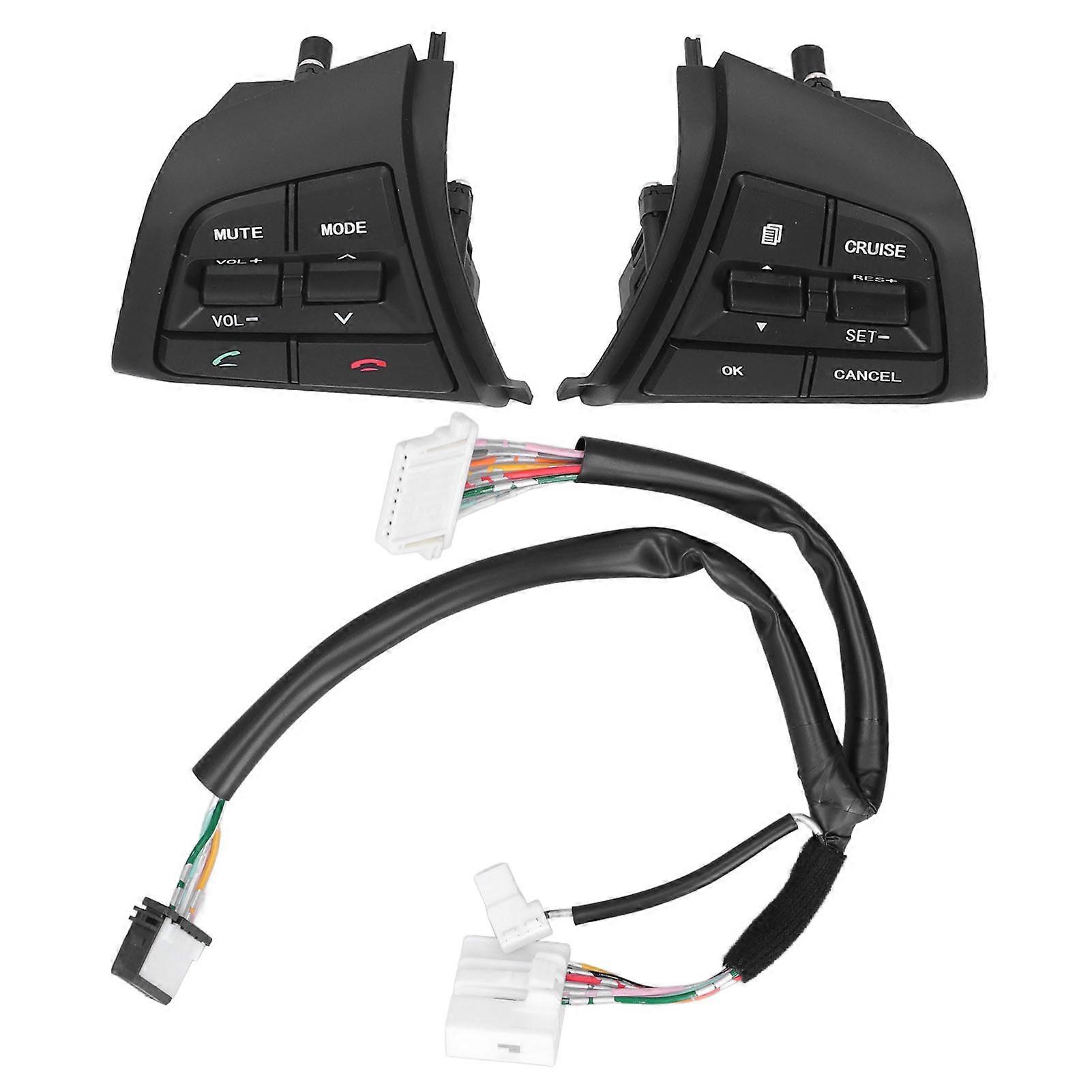 2pcs Steering Wheel Control Buttons Multifunction Black Replacement for HYUNDAI IX25 2.0T 2015‑2019