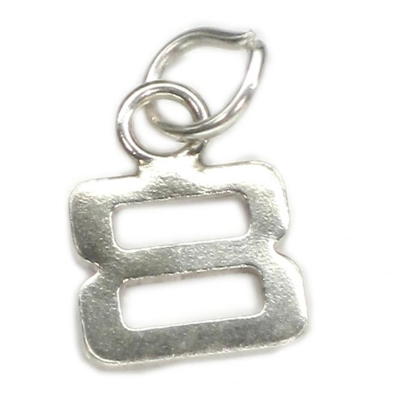 Number 8 Tiny Sterling Silver Charm .925 X 1 Numbers Eight