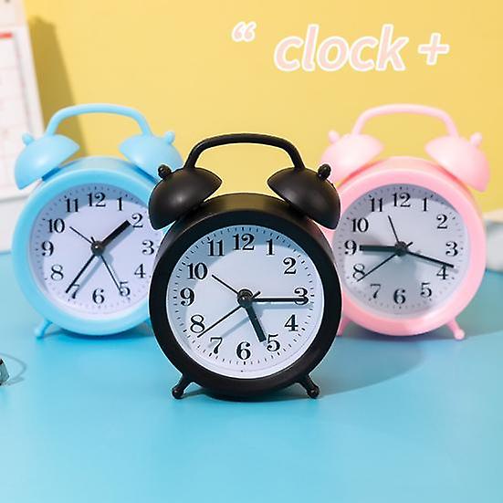 Double Bell Clock Accurate Timekeeping Battery Operated Analog Mini Round Bedside Desk Alarm Clock Cute Kids Gift