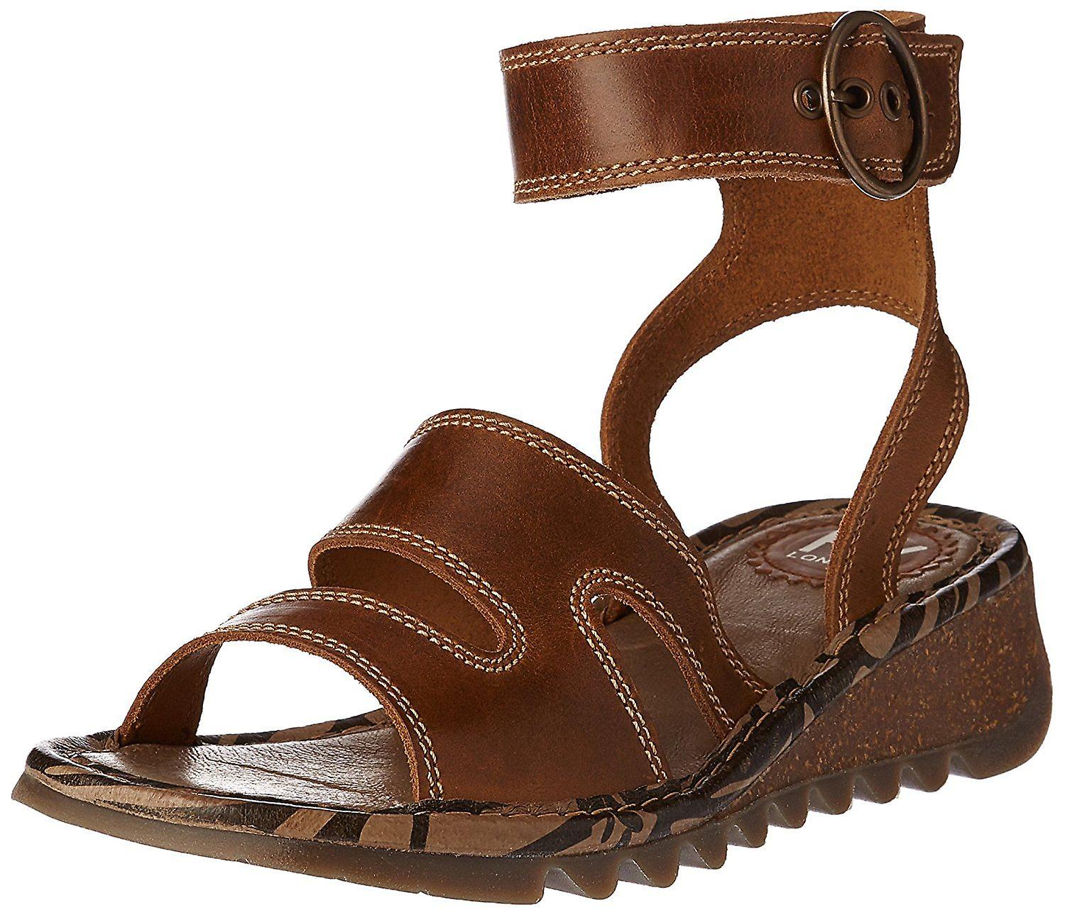 Fly London Tily722Fly Camel Womens Leather Wedge Sandals