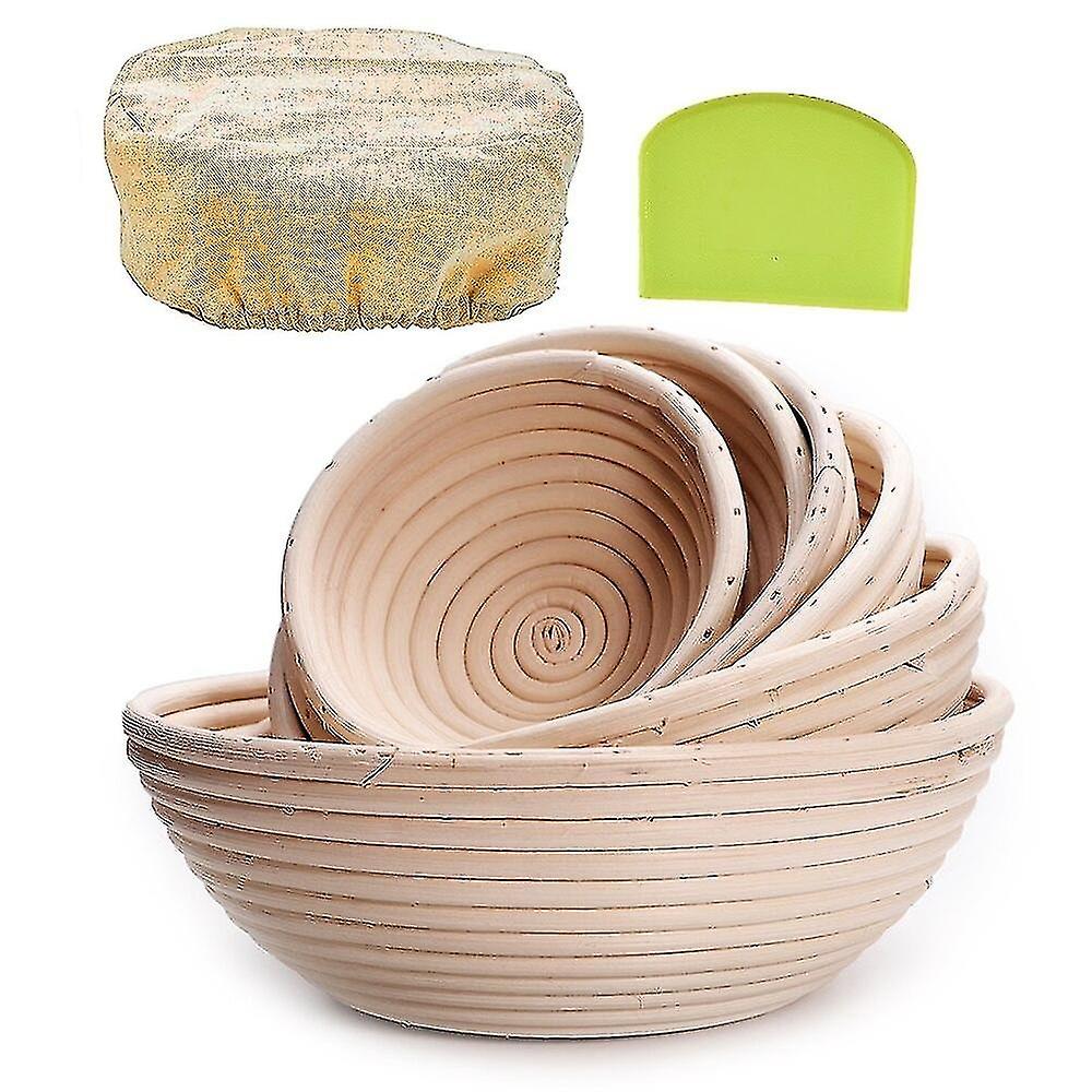 European Bread Proofing Bread Baking Basket Natural Rattan Includes Cloth Liner Dough Scraper(16*6cm
