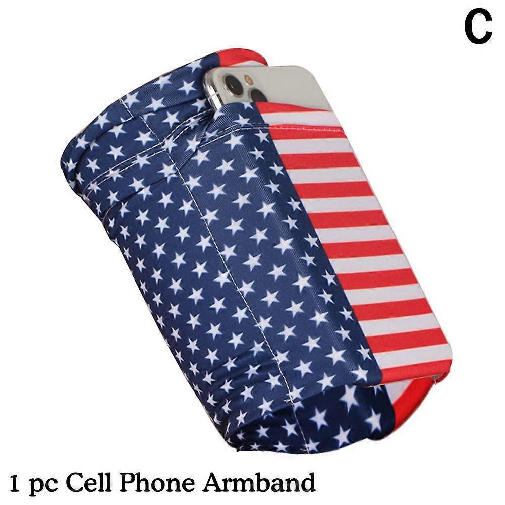 American Flag (C) S$ Mobile phone armband set Running sports armband elastic close-fitting arm bag Outdoor climbing arm bag large capacity wrist bag