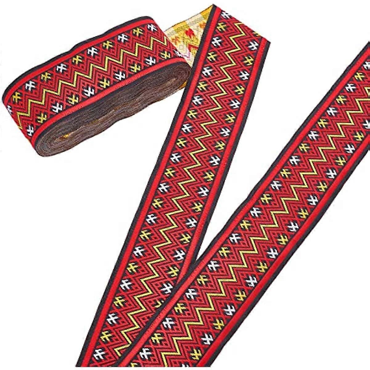 1 Bundle Vintage Jacquard Lace Ribbon Polyester Wave Pattern Ribbon Fabric Trim Fringe