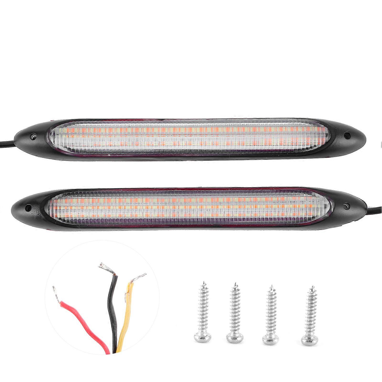 Pair of LED Daytime Running Lamp Strip Turn Signal White Yellow Light Color Waterproof15.5cm / 6.1in NO.55519