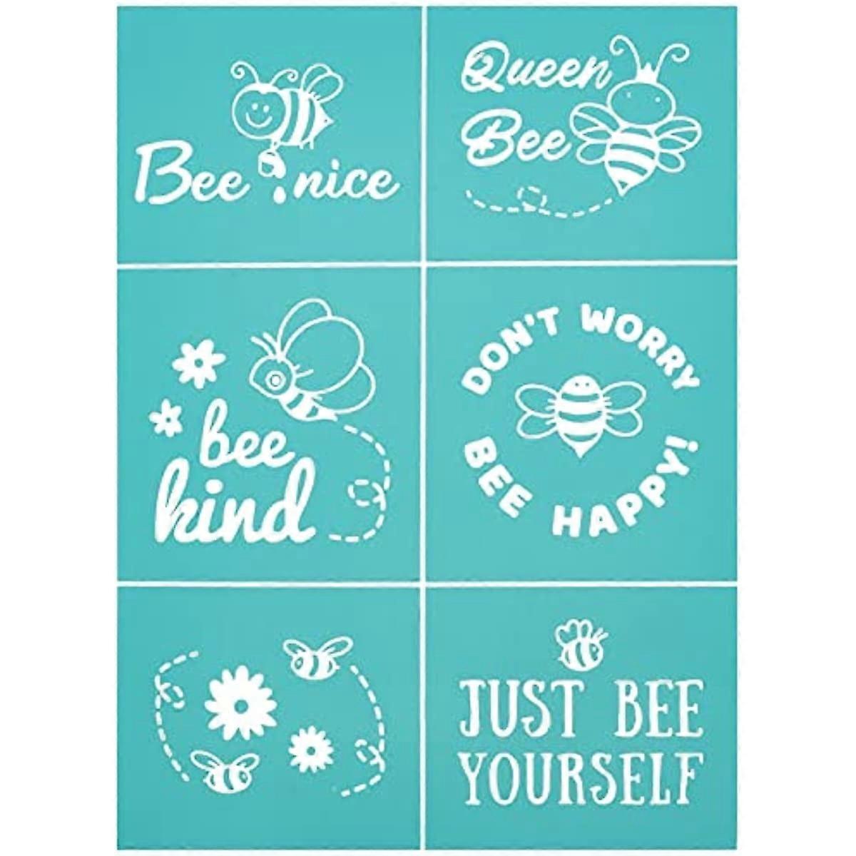 2PCS Self-Adhesive Silk Screen Printing Stencil Reusable Pattern Stencils Just Bee Yourself for Painting on Wood Fabric T-Shirt Wall and Home Decorati