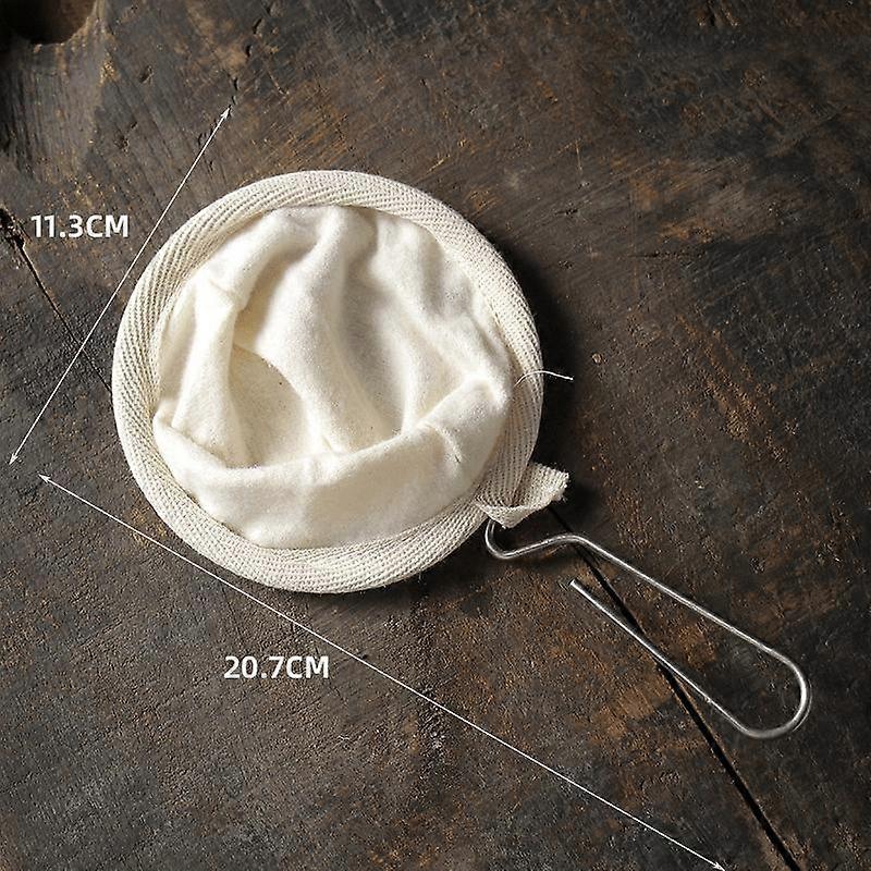 フランネルコーヒーフィルターハンドドリップコーヒーフィルターバッグ木製ハンドルミルクティーフィルターバッグ再利用可能