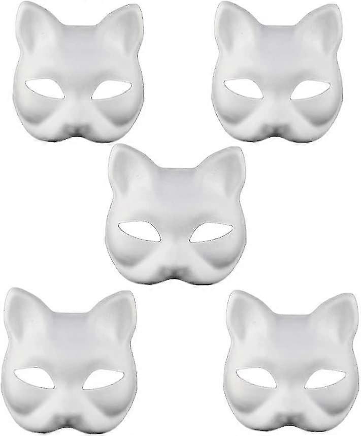 Diy White Paper Mask Fox Cat Face Papier-mch Blank Hand-painted Mask Personalized Design Mask Dance Party Festival Performance