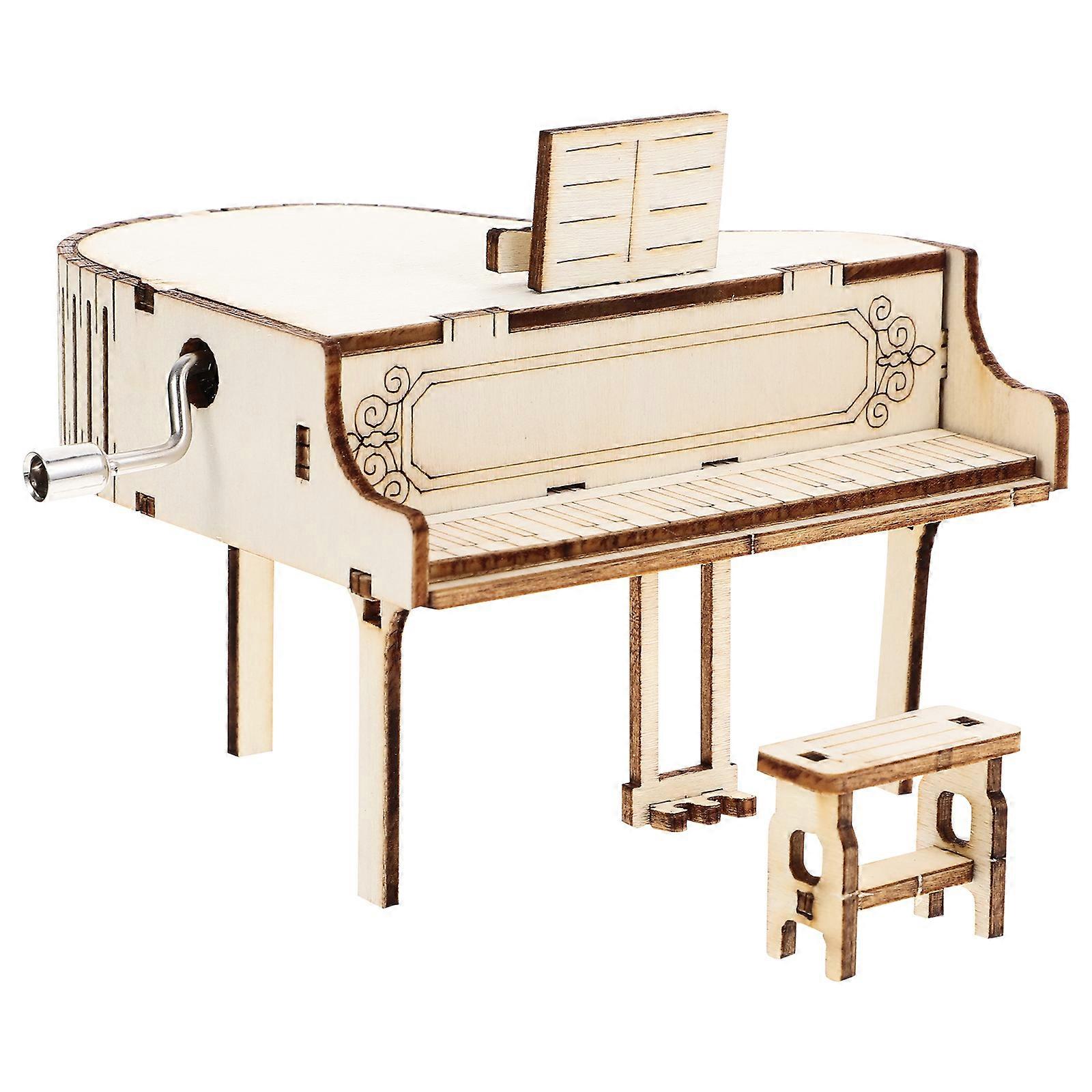 Creative DIY Handcrafted Assembling Piano Musical Box Model Plaything Desktop Ornament