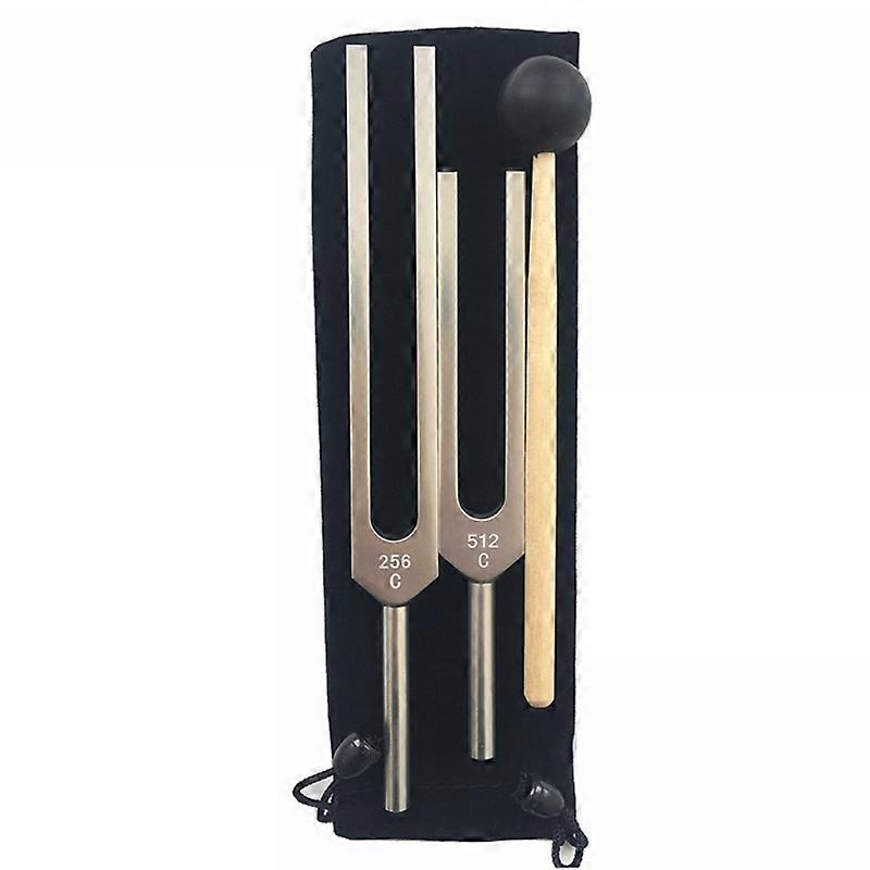 Aluminum Tuning Forks set-C128 Hz and C512 Hz with Bag and Hammer for Stress Reliever Sound Healing Relaxation