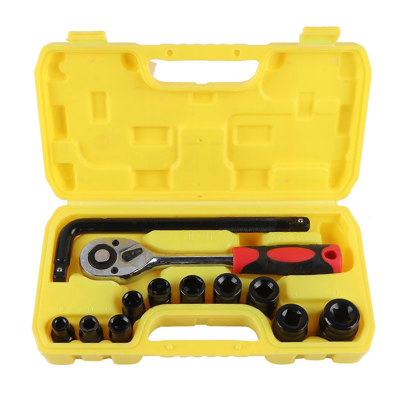 13pcs Socket Wrench Set 1/2in Ratcheting Socket Spanner Set Tools for Car Maintenance