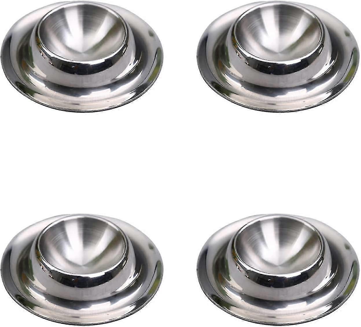 Pack Of 4 Stainless Steel Egg Cups, Polished Stackable Egg Cups, Round, Stackable(silver)