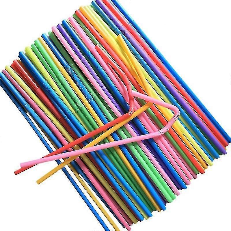 300 stuks, Plastic rietjes, lang, veelkleurig, gestreept, wegwerp, rietjes, partij, Rainbow Straw