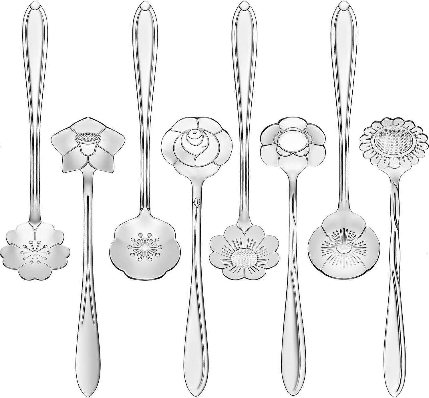 8Pcs Coffee Spoon Stainless Steel Tableware Creative Stirring Spoon (Silver)
