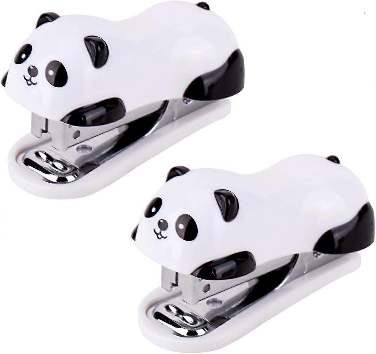 2 Pieces Small Office Stapler, Cute Panda Small Stapler Mini Stapler School Student Stationery