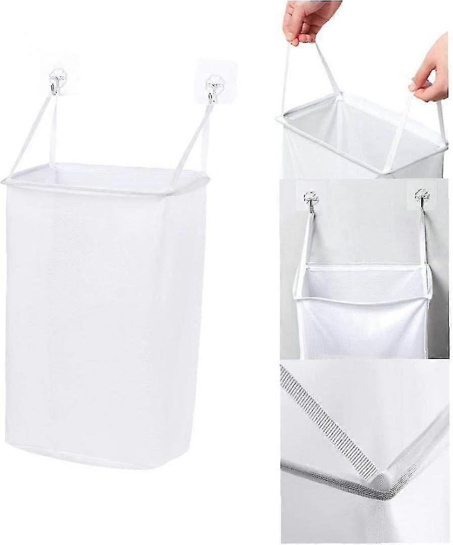 Laundry Basket, Wall-mounted Storage Laundry Foldable Hook Storage Net