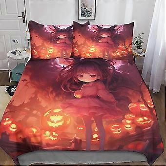 Halloween Bettwäsche Mit Totenkopf-Motiv – 3D-Druck, Mikrofaser, 135x200 Cm + Kissenbezug