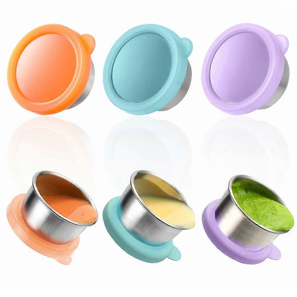 3Pcs 50Ml Salad Dressing Container to Go, Stainless Steel Condiment Containers Cups with Silicone L