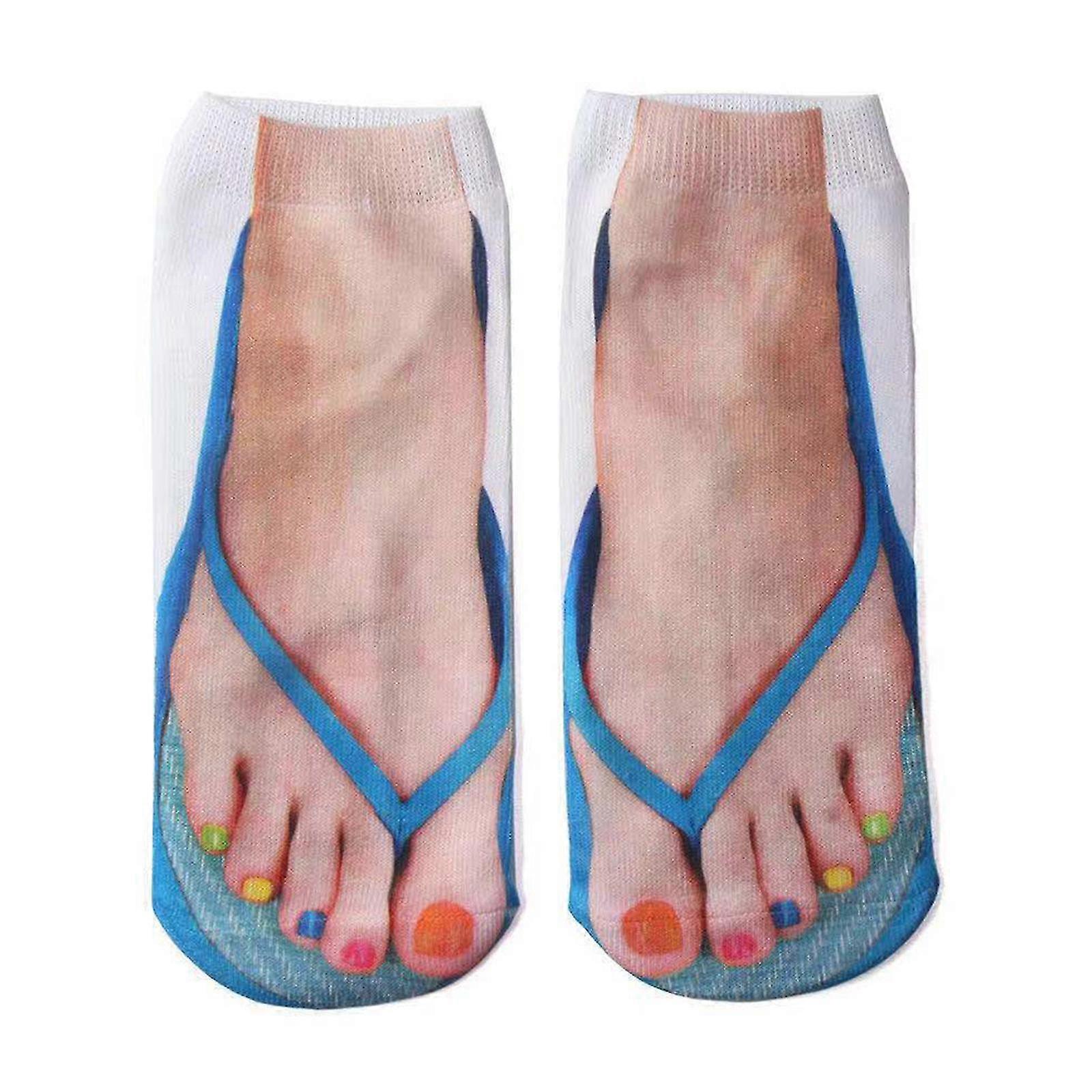 Manicure print socks flip flop print socks 3D pattern socks funny hidden