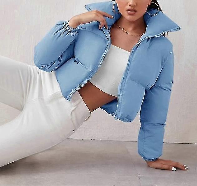 Kvinnor Vinter Varm Solid Långärmad Mode Krage Casual Jacka Bomull Kappa Jacka