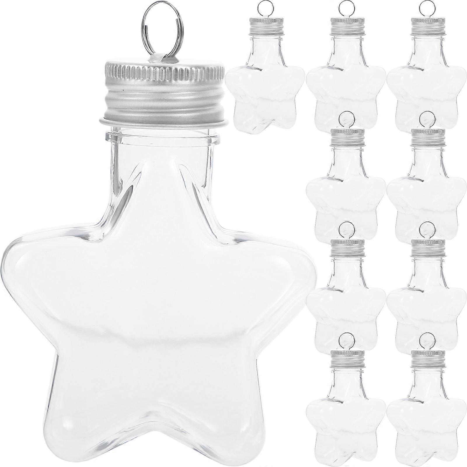 10pcs Empty Refillable Wish Bottle Decorative Hanging Colored Bottle Creative Star Shaped DIY Bottle