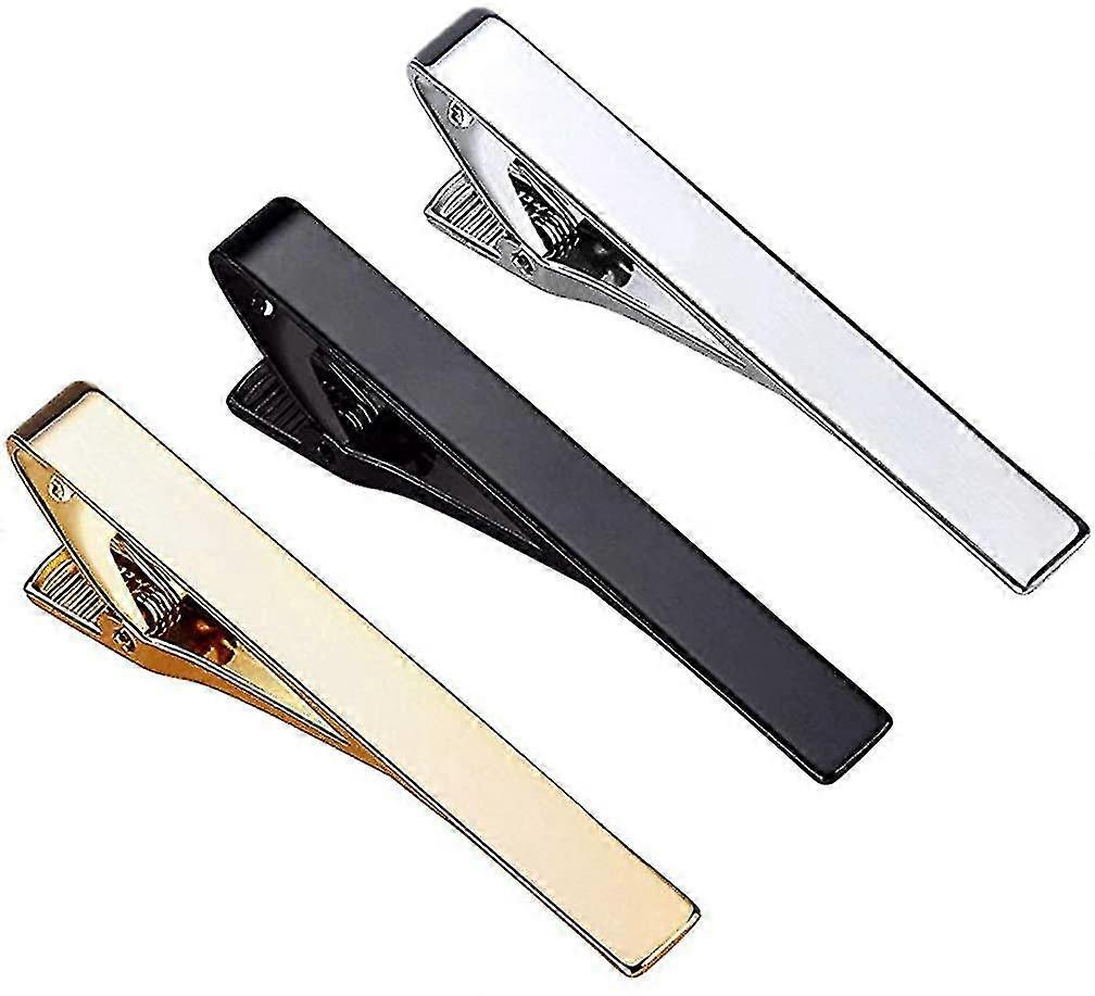 Tie Clips For Men - 3 Pack Classic Tie Clip,surface Plating Polishing With Sturdy Spring