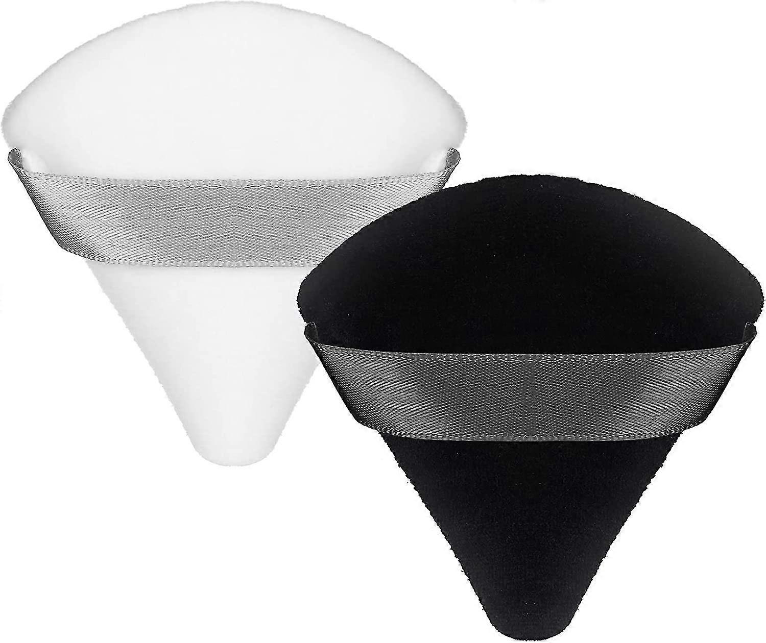 2 Pcs Powder Puff Makeup Puff Triangle Powder With Strap(black, White)