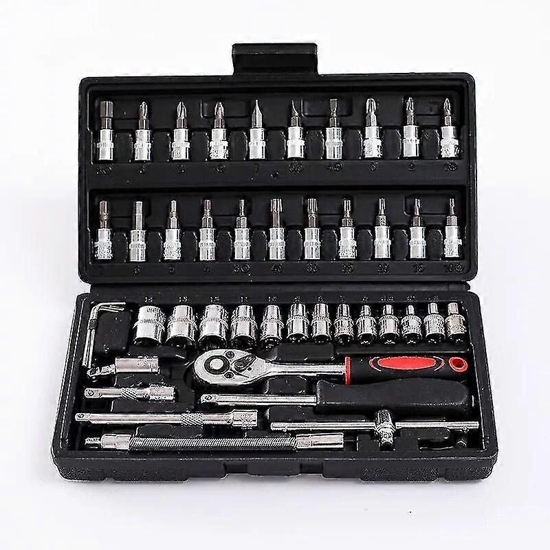 46 Pieces Ratchet Socket Wrench Set Quick Release Socket Driver Combo Hands Repair Tool