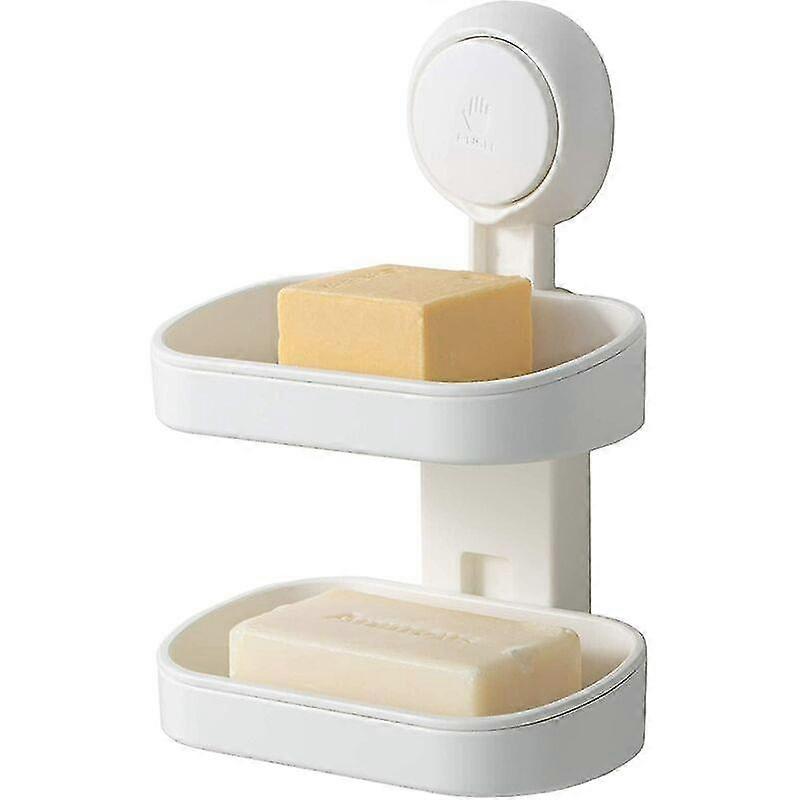 Double Layer Suction Cup Soap Dish No Drilling & Reusable Load 5kg 1