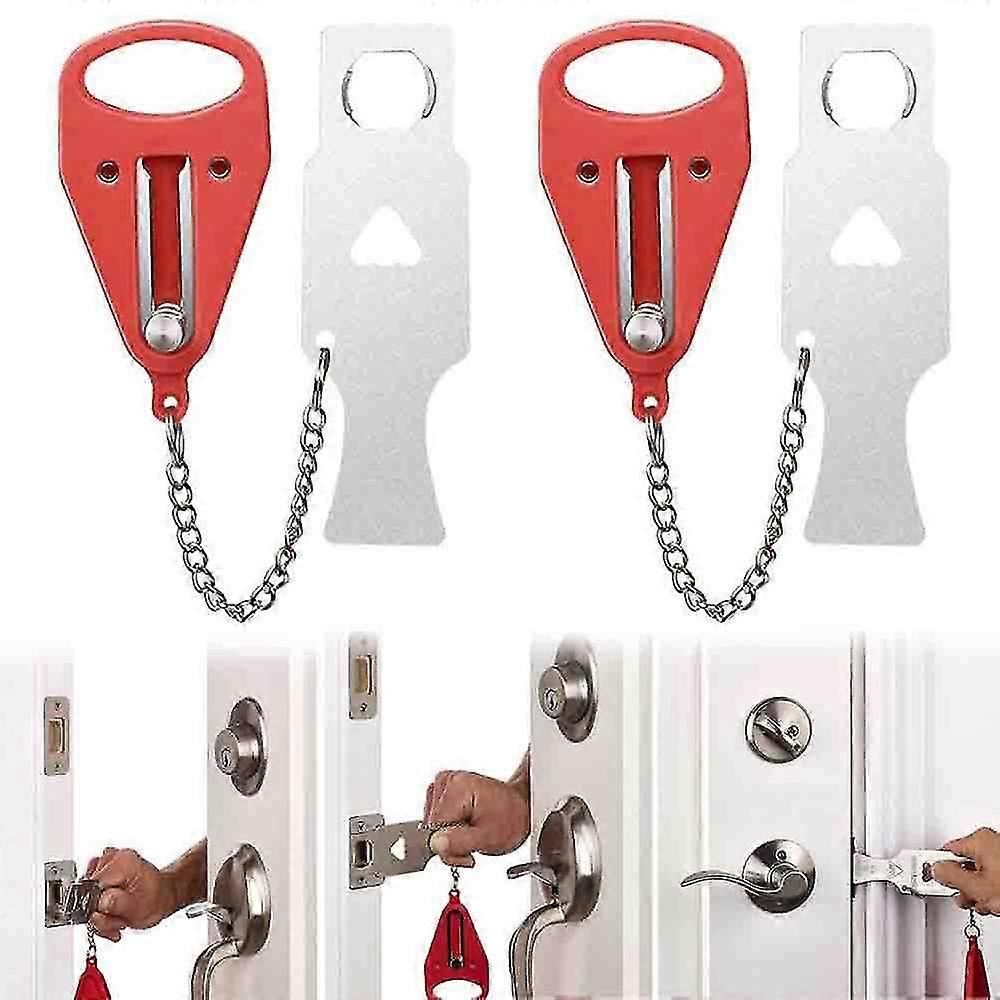 2Pcs Portable Door Lock,Security Upgraded,Version Apartment Security Bedroom Door Lock,Travel Door Lock