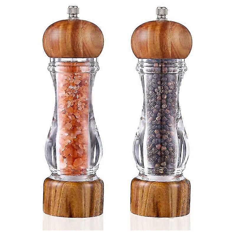 Acrylic Clear Salt And Pepper Grinder Set, Adjustable Coarseness Black Pepper Grinder Kit Of 2 (7 In