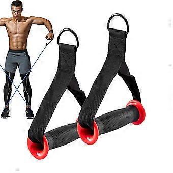 Gym Cable Attachment Handle, 2pcs Exercise Grip D Handles, Resistance Band Handles, Nylon Webbing, Gym Workout Strength Training Hand Grip