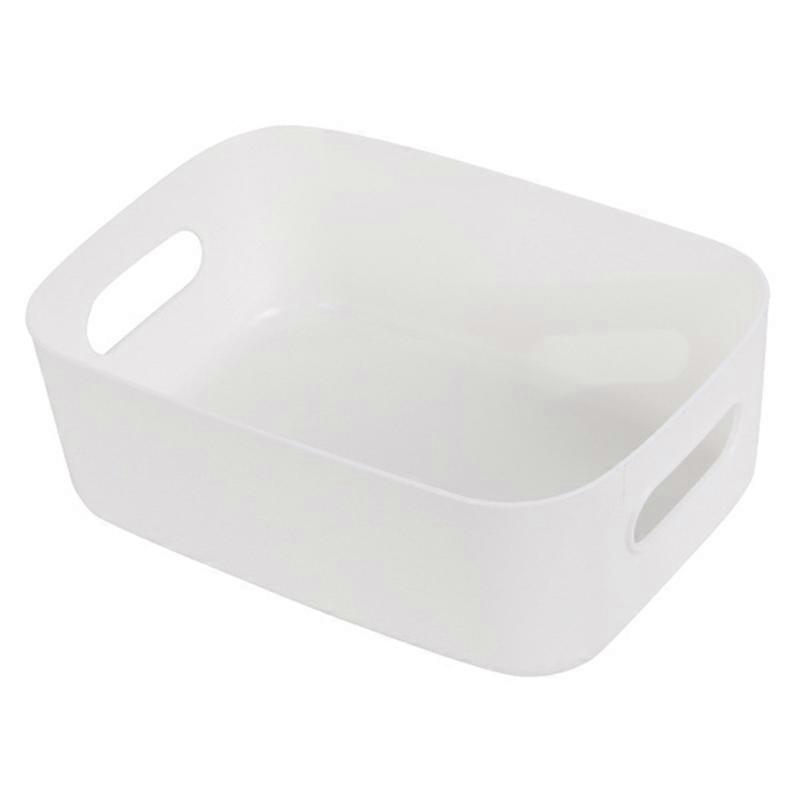 Storage Container Smooth Surface Handle Design Solid Color Versatile Plastic Storage Bin for Bedroom