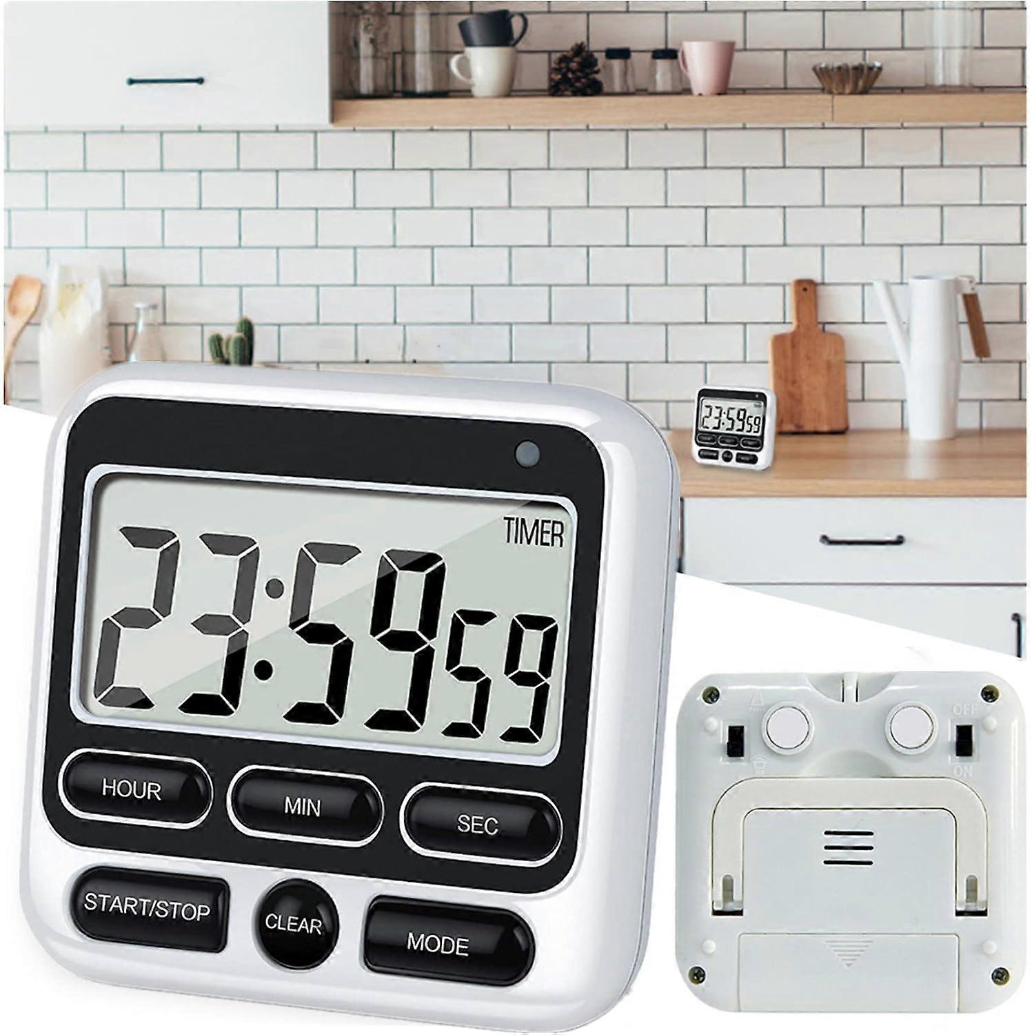 1pcs Magnetic Kitchen Timer Large LCD Display, Digital Kitchen Timer Stopwatch and Countdown Timer, Loud Alarm, Kid Learning Timer for Exam