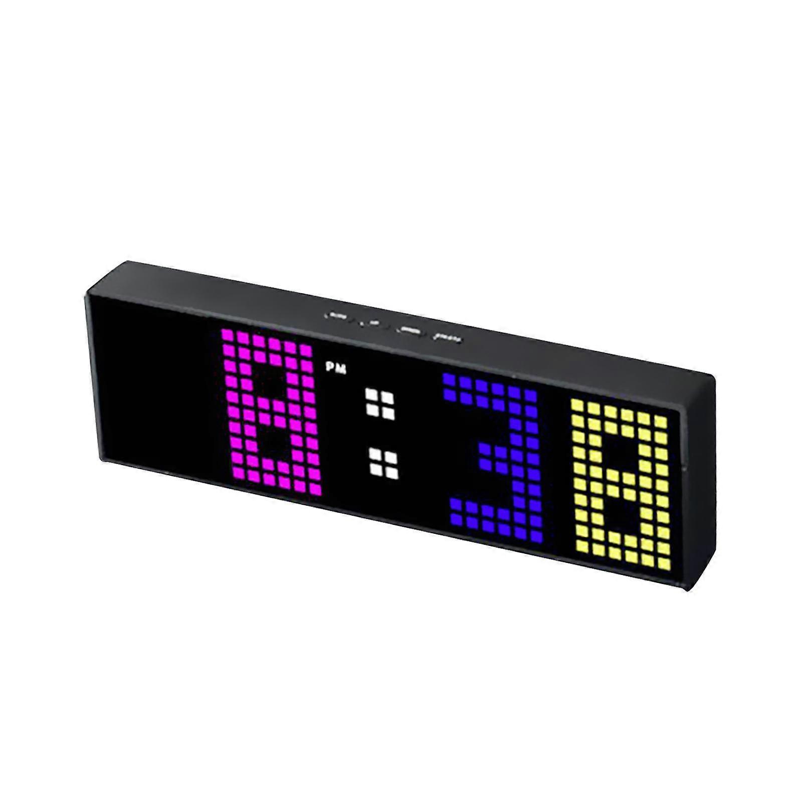 Dynamic RGB Digital Alarm Clock Electronic Desk Clock for Children Versatile Black Shell