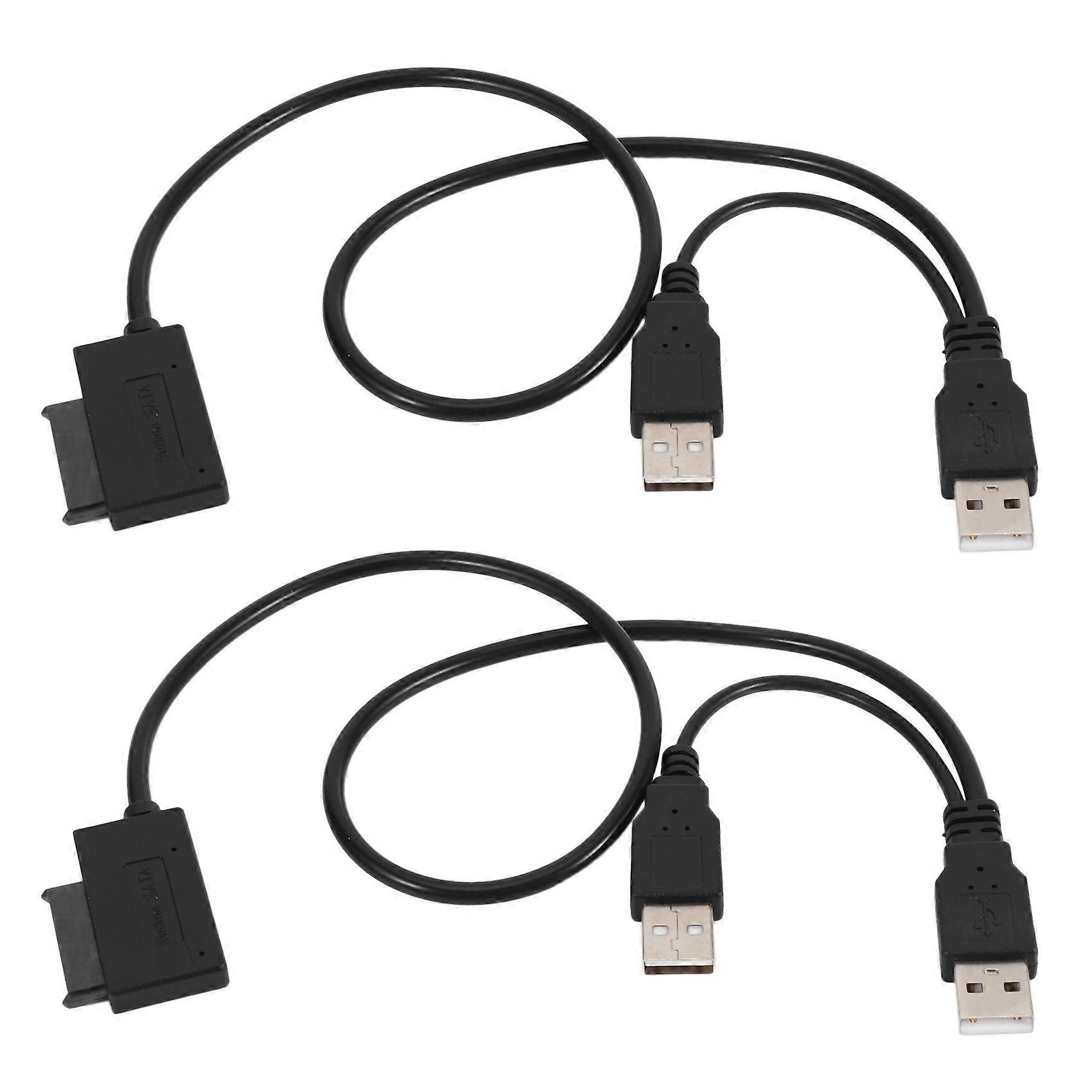2X Slim SATA Cable USB 2.0 to 7+6 External Power for Laptop SATA Adapter Converter Support Window X