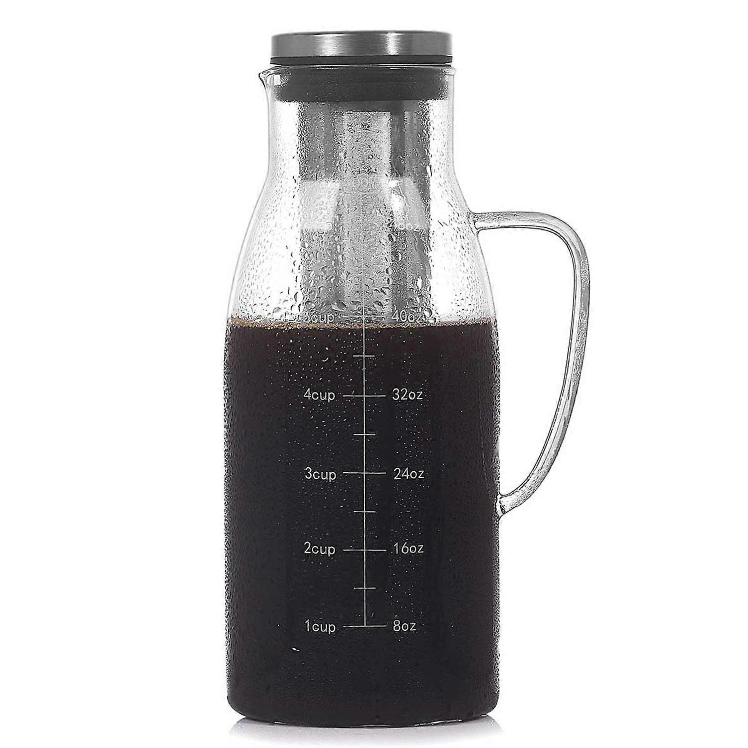 Cold Brew Coffee Maker,Iced Tea Pitcher Infuser with Lid&Scale, Use Filter Coffee Pot ,51Oz/1.5L