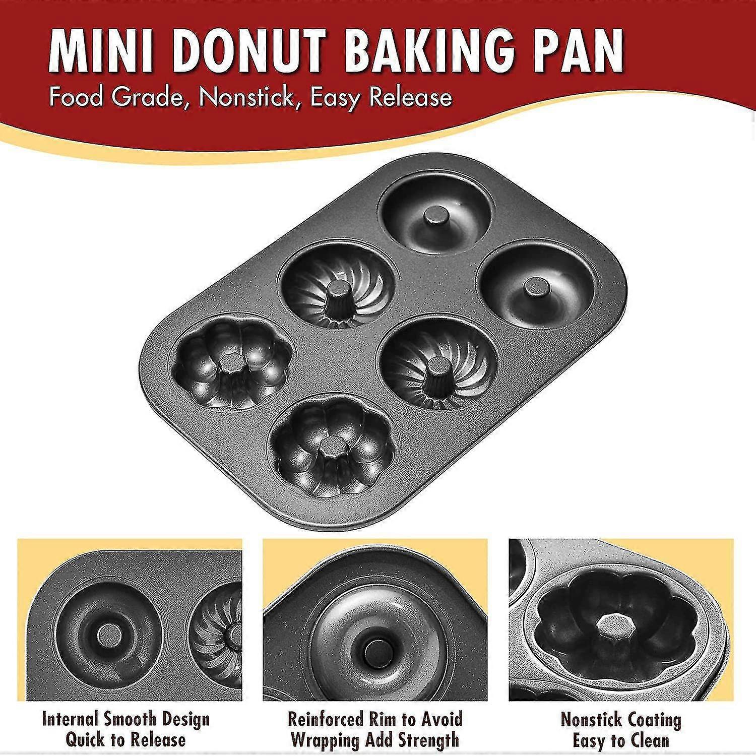 Donut Pan For Baking 6-cup 2 Pack Black 10.8in* 7.5in