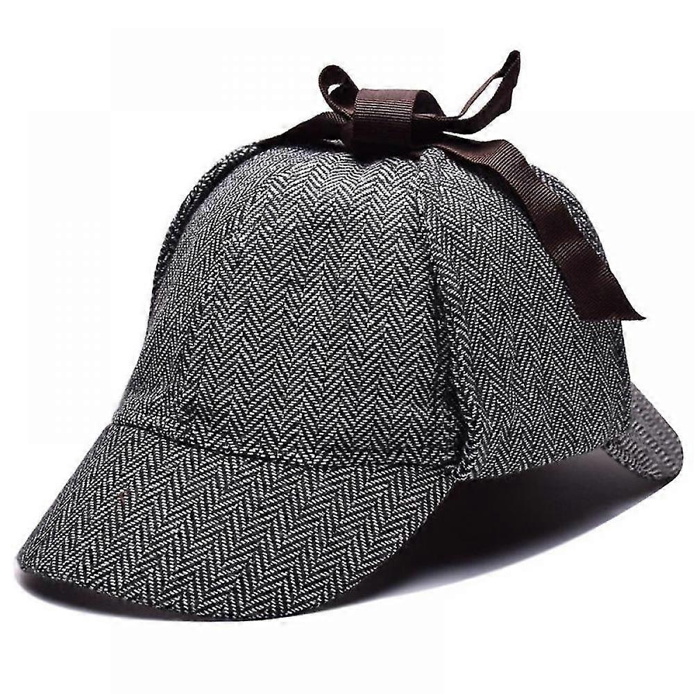 Wool Tweed Deerstalker Hat-gray