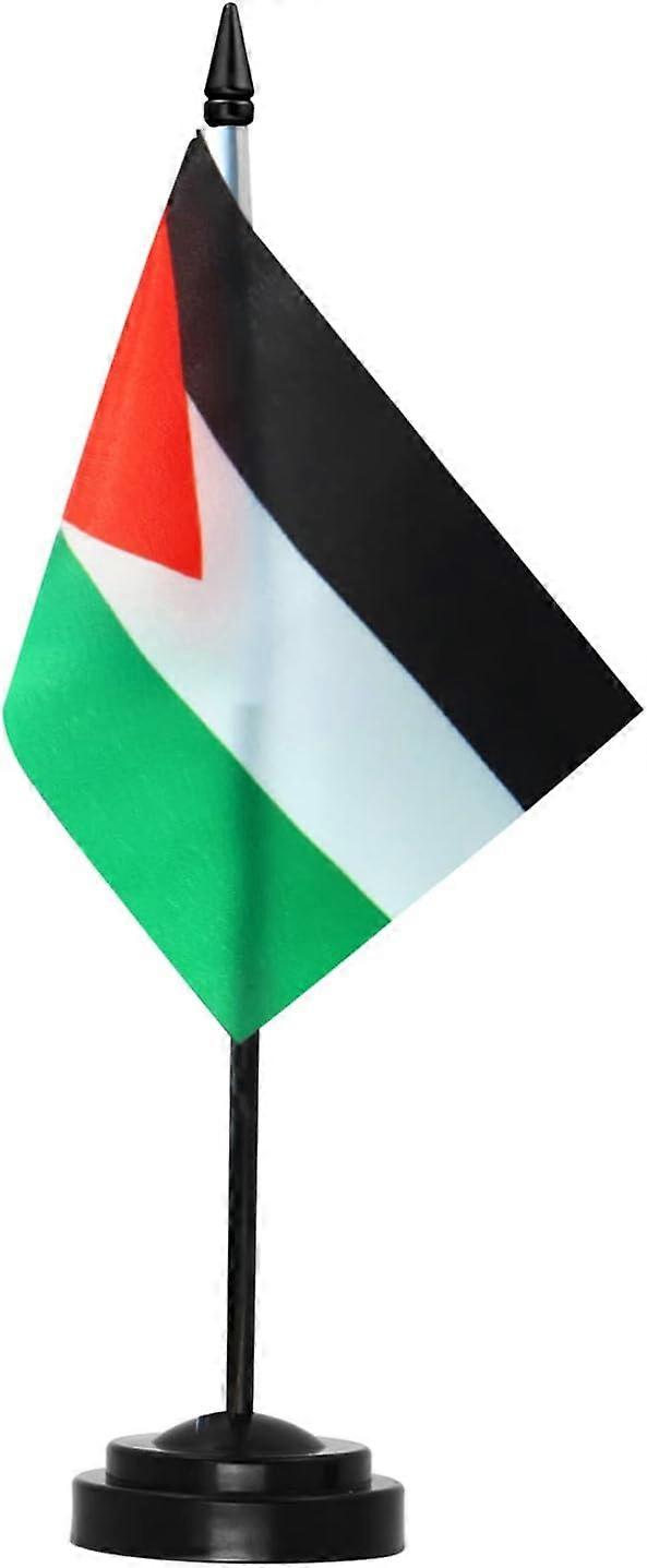 Palestine Deluxe Desk Flag Set - 6 x 4 Inch with 12" Solid Pole - Vivid Color and Fade Resistant
