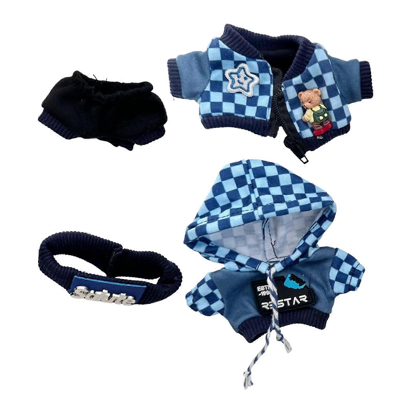 Mini 6 tums dockkläder set dockkläder för ålder 5-7 8-10 hängande docka barn blå