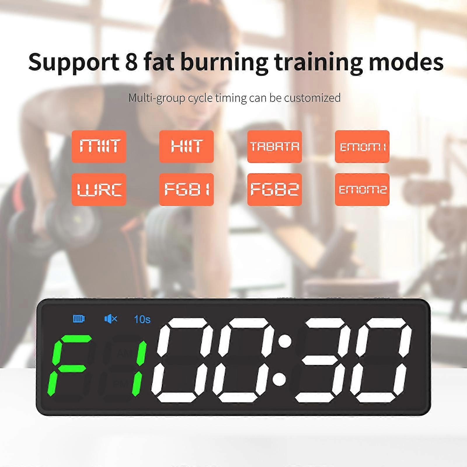 Protable Gym Timer, Fitness-Timer-Uhr mit eingebautem Magneten, große LED-Digitalanzeige, Heim-Gym-Zubehör Verbesserter Trainingstimer