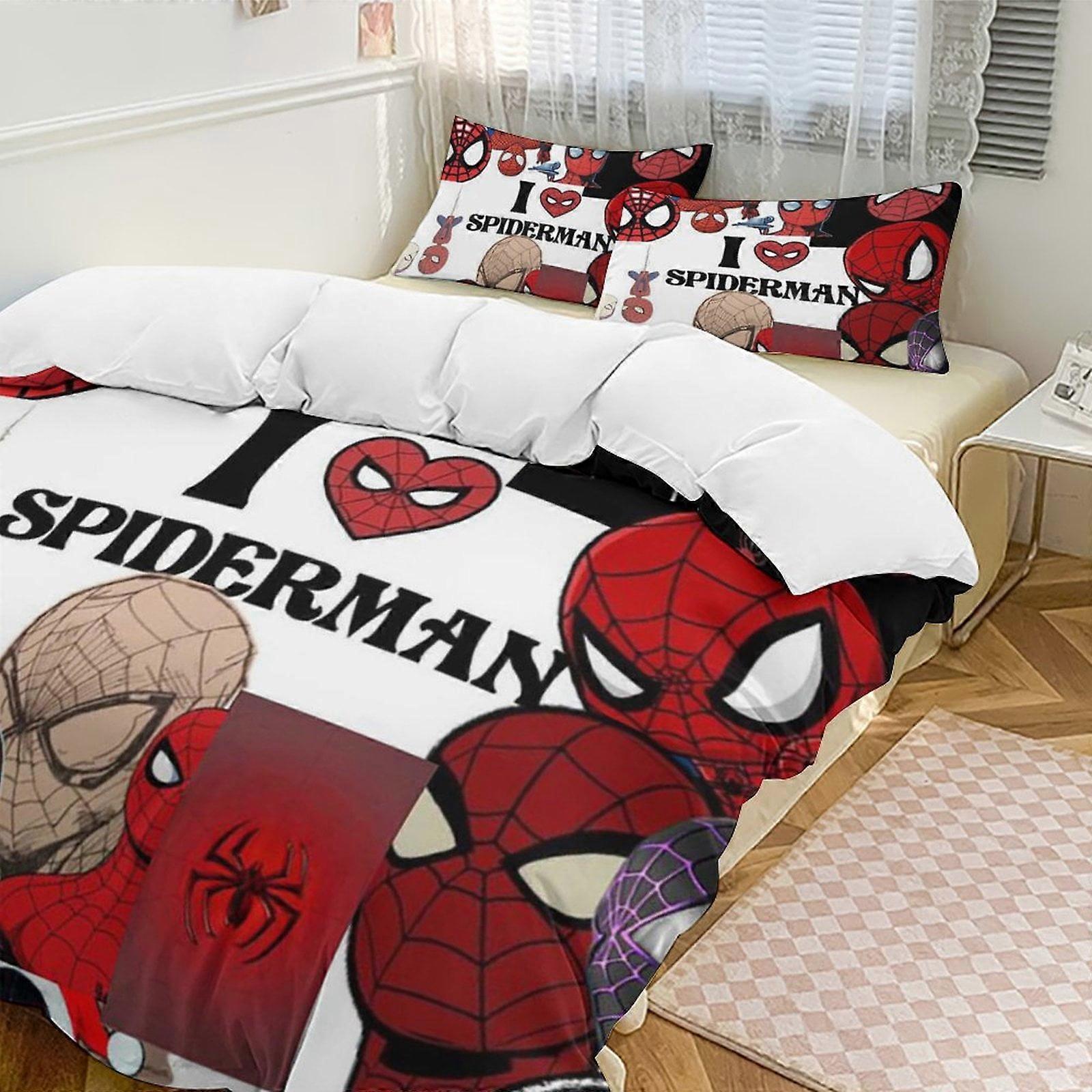 סט מיטות טווין Zm235 Spider-Man עם 3 חלקים - כולל שמיכת יחיד אחת ו-2 כיסויי כריות מצעים - עמידים בפני דהייה מיקרופייבר - Spider Lc235